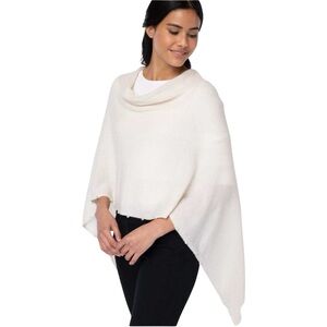 Pure Cream Cashmere Asymmetric Topper Poncho Wrap Claudia Nicole OS fits most